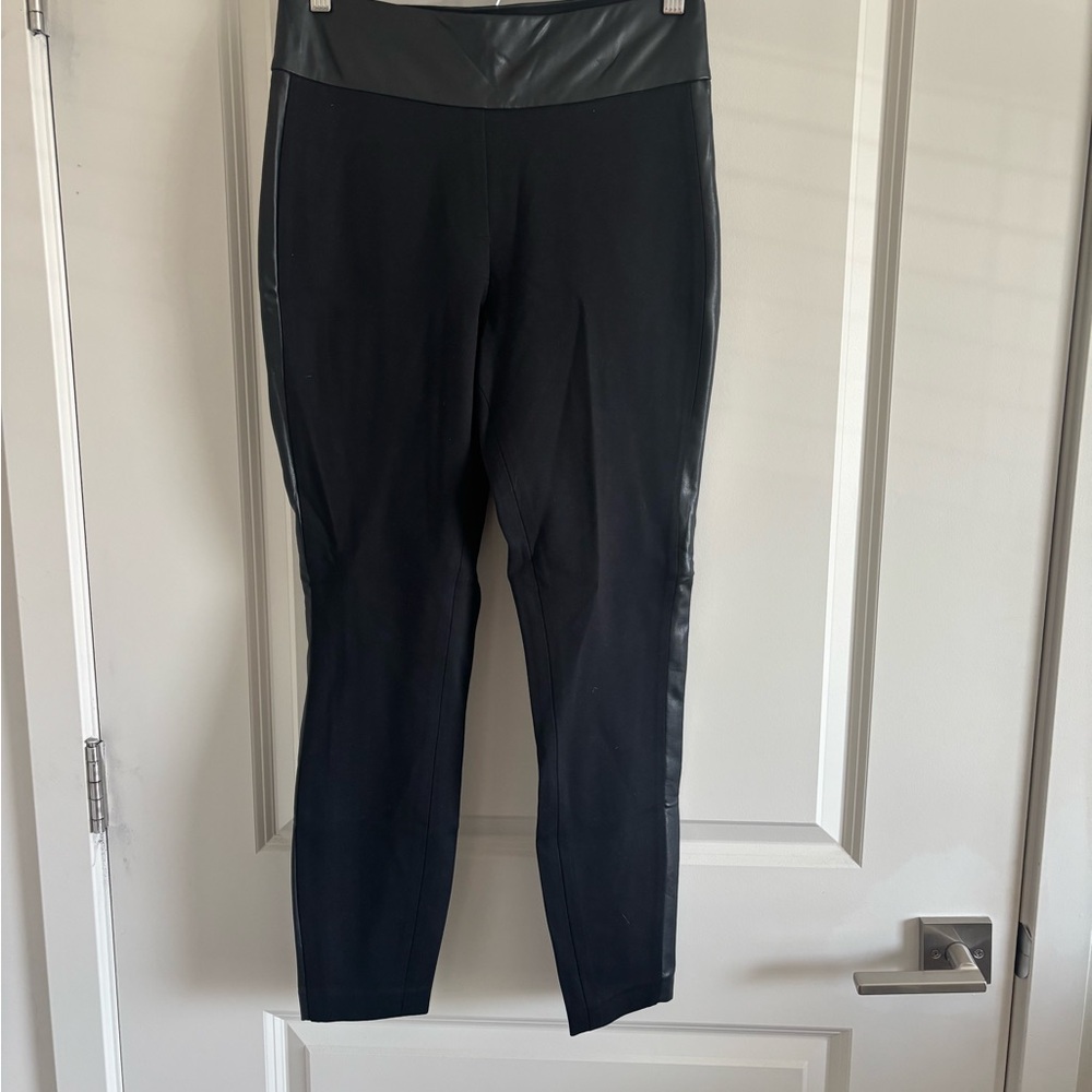 Express Black Leggings with Elastic Waistband and leather accent sides